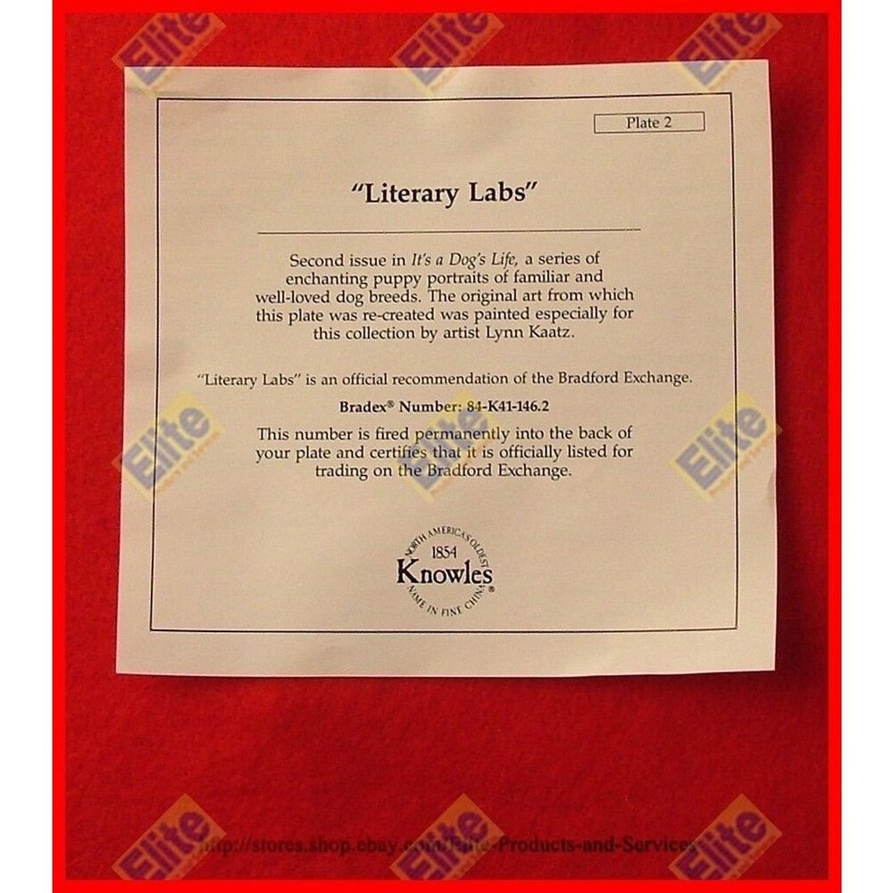 Its‎ a Dogs Life "Literary Labs" Collectors Plate by Knowles - Picture 4 of 5
